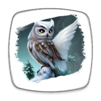 Snowy owl - Square fridge magnet - white - Front