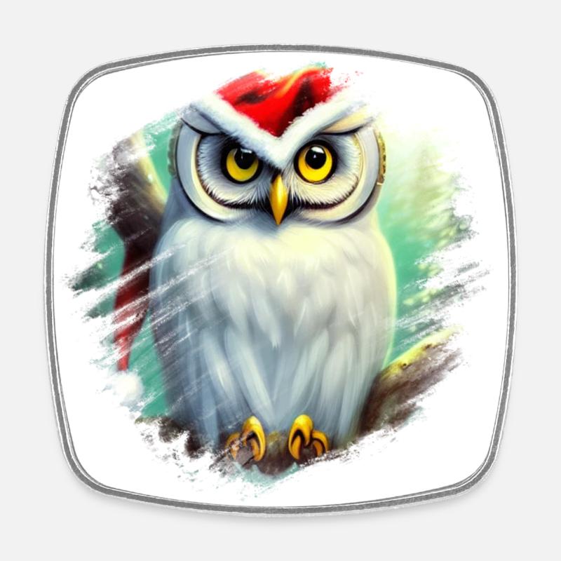 White Snowy Owl - Square fridge magnet - white