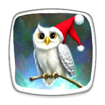 Weihnachtsmotiv Schneeeule - Viereckiger Kühlschrankmagnet - Weiß - Vorne