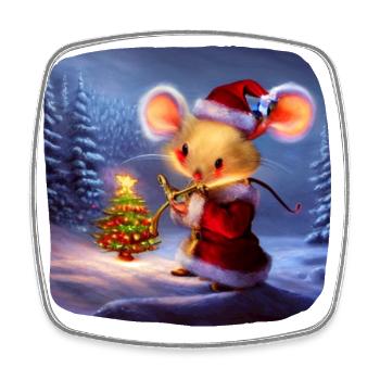 Christmas motif mouse - Square fridge magnet - white - Front