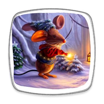 Christmas motif mouse - Square fridge magnet - white - Front