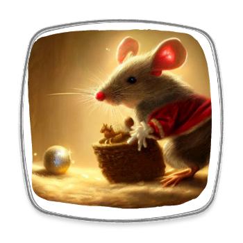 Christmas motif mouse - Square fridge magnet - white - Front