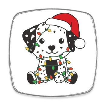 Dalmatian Christmas Winter Cute Dogs - Square fridge magnet - white - Front