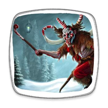 Motif de Noël Krampus - Magnet carré - blanc - Devant