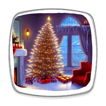 Arbre de Noël - Magnet carré - blanc - Devant