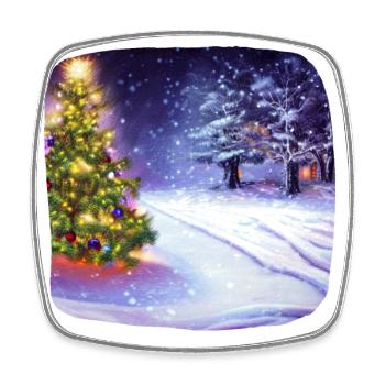 Weihnachtsbaum mit Schnee - Viereckiger Kühlschrankmagnet - Weiß - Vorne