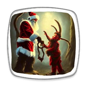Santa Claus & Krampus - Square fridge magnet - white - Front