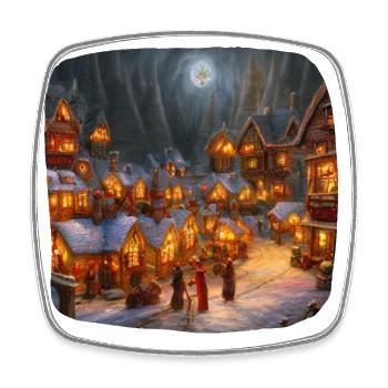 Village de Noël - Magnet carré - blanc - Devant