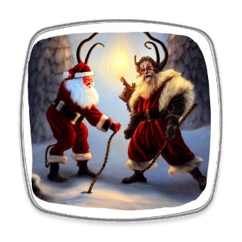 Santa Claus & Krampus - Square fridge magnet - white - Front