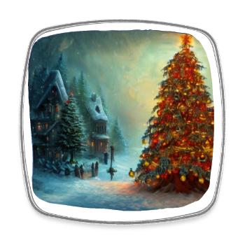 Village de Noël - Magnet carré - blanc - Devant