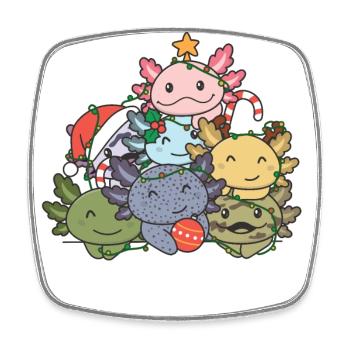 Axolotl Christmas Tree Funny Animal Christmas - Square fridge magnet - white - Front