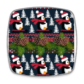 Pingouin et luge pour NOEL - Magnet carré - blanc - Devant