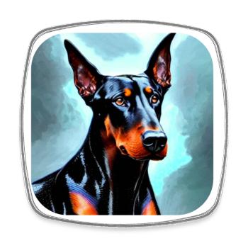 Doberman - Magnet carré - blanc - Devant