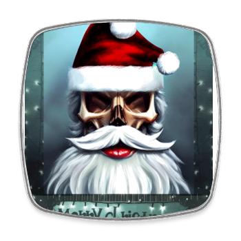 Merry Christmas Skull of Santa Claus with Beard - Square fridge magnet - white - Front