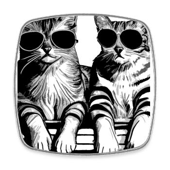 Two cool cats with sunglasses black and white - Square fridge magnet - white - Front
