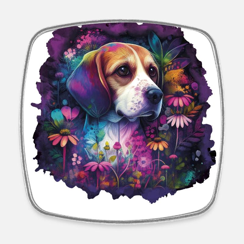 Beagle Beaglemotiv Geschenk - Viereckiger Kühlschrankmagnet - Weiß