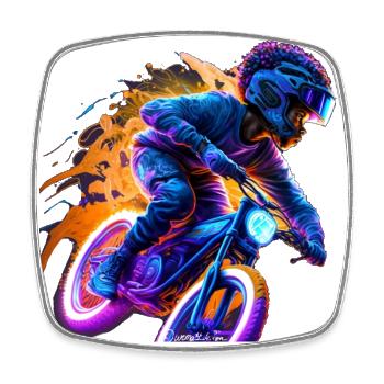 Young BMX motorcycle afrogerman african-american bi - Square fridge magnet - white - Front