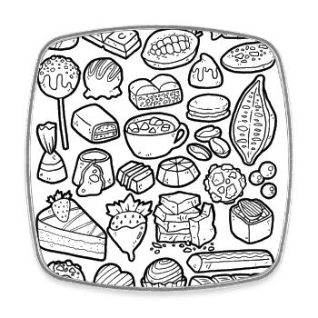 Schokolade - Doodles - Kakao, Pralinen, Schoko - Viereckiger Kühlschrankmagnet - Weiß - Vorne