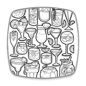Cocktail Boissons Alcool Barman Mocktail Doodle - Magnet carré - blanc - Devant