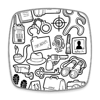 Detective Doodle Trail Evidence Detective Agency Case - Square fridge magnet - white - Front