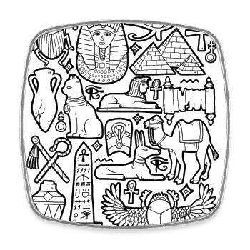 Egypte Doodles Pyramide Pharaon Sphinx Le Caire - Magnet carré - blanc - Devant