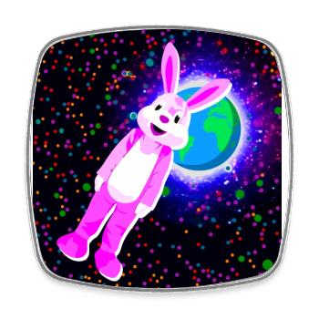 Osterhase mit rosa Fell im Weltall - Viereckiger Kühlschrankmagnet - Weiß - Vorne