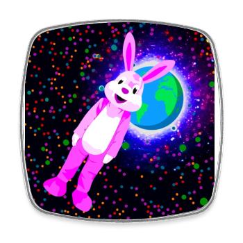 Pink rabbit in space - Square fridge magnet - white - Front