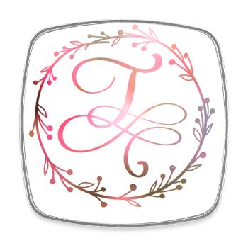 Monogram, letter T, calligraphy ornament - Square fridge magnet - white - Front