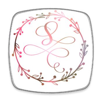 Monogramm, Buchstabe S, Kalligrafie Ornament - Viereckiger Kühlschrankmagnet - Weiß - Vorne