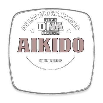 Es ist in meiner DNA ich muss zum AIKIDO - Viereckiger Kühlschrankmagnet - Weiß - Vorne
