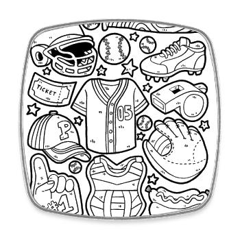 Baseball Doodles Home Run Pitcher Catcher - Viereckiger Kühlschrankmagnet - Weiß - Vorne