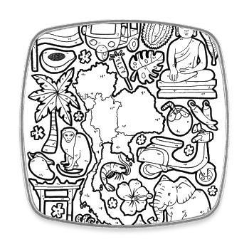Thailand Doodles Bangkok Phuket Asia Chiang Mai - Square fridge magnet - white - Front
