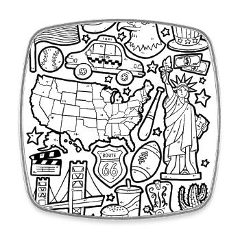 USA Doodles États-Unis d’Amérique - Magnet carré - blanc - Devant