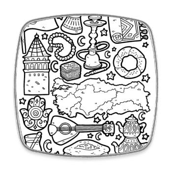 Türkei Doodles Istanbul Antalya Ankara Kebab - Viereckiger Kühlschrankmagnet - Weiß - Vorne