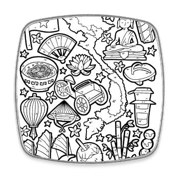 Vietnam Doodles Asien Hanoi Saigon Pho Banh Mi - Viereckiger Kühlschrankmagnet - Weiß - Vorne