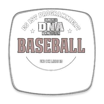 Es ist in meiner DNA ich muss zum BASEBALL - Viereckiger Kühlschrankmagnet - Weiß - Vorne