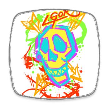L.Gor Totenkopf Totenschädel Modern - Viereckiger Kühlschrankmagnet - Weiß - Vorne