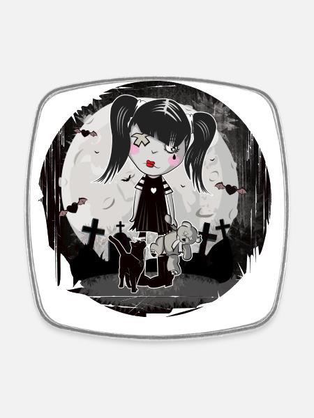 Gothique Emo Fille Cadeau Halloween - Magnet carré - blanc