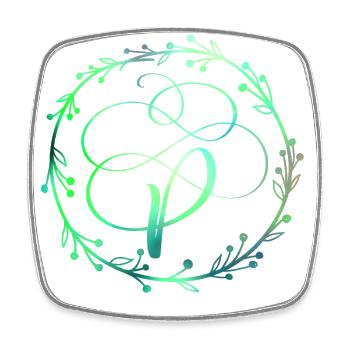 Monogram, Letter P, Calligraphy Ornament - Square fridge magnet - white - Front