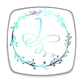Monogram, Letter I, Calligraphy Ornament - Square fridge magnet - white - Front