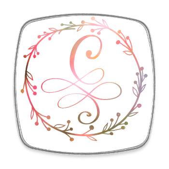 Monogram, Letter C, Calligraphy Ornament - Square fridge magnet - white - Front