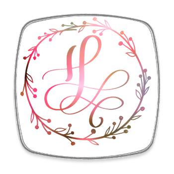 Monogram, Letter H, Calligraphy Ornament - Square fridge magnet - white - Front