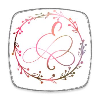 Monogramm, Buchstabe E, Kalligrafie Ornament - Viereckiger Kühlschrankmagnet - Weiß - Vorne