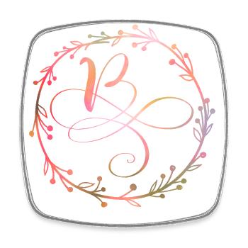 Monogram, Letter B, Calligraphy Ornament - Square fridge magnet - white - Front