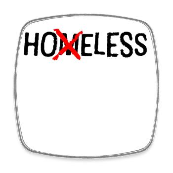 HOELESS - Funny Homeless Crossed Out T-Shirt - Square fridge magnet - white - Front