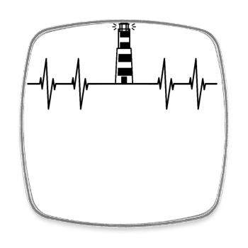Heartbeat Phare Mer du Nord Côte Mer Mer Baltique - Magnet carré - blanc - Devant