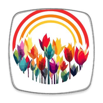 Blumen - Viereckiger Kühlschrankmagnet - Weiß - Vorne