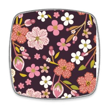 Blossom Magic - Motif traditionnel de fleurs de cerisier - Magnet carré - blanc - Devant
