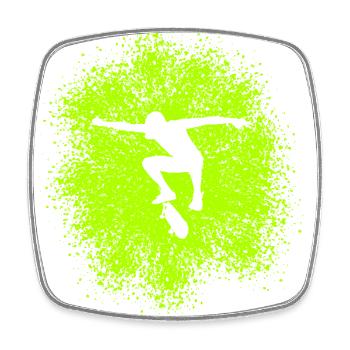 Skater Flip Trick Skateboard - Square fridge magnet - white - Front