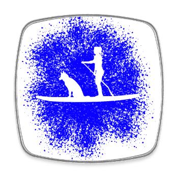 Stand Up Paddling mit Hund - Viereckiger Kühlschrankmagnet - Weiß - Vorne